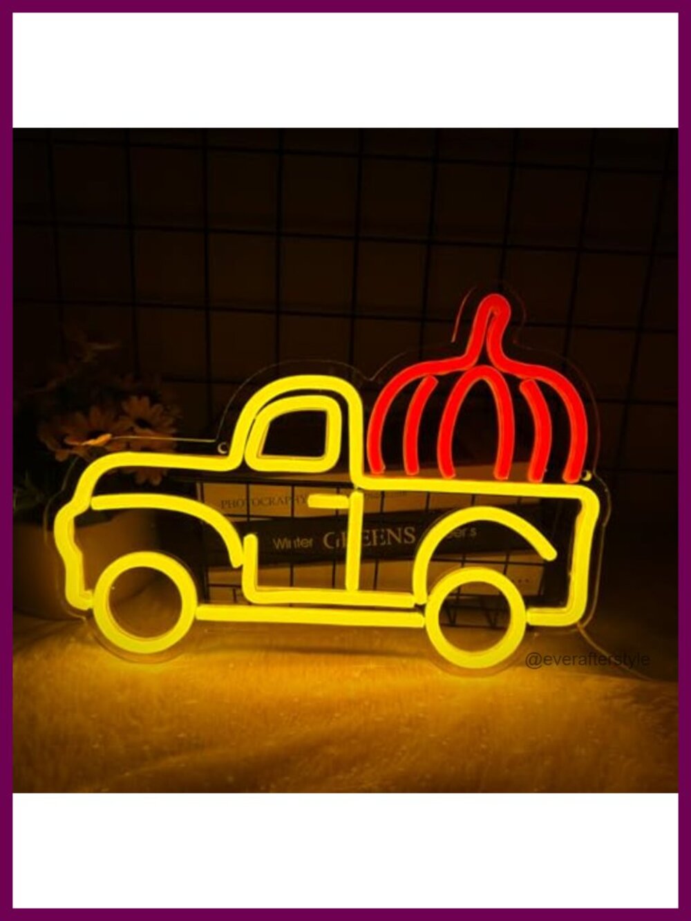 Thanksgiving Truck Neon Sign Dimmable LED Wall Decor USB Powered 13.78"x9.84"